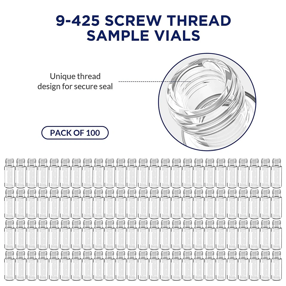 4000-Autosampler Sample HPLC Vial,Clear Glass 9-425 Screw Cap 2ml Pre-Slit Septa - Image 3 of 4