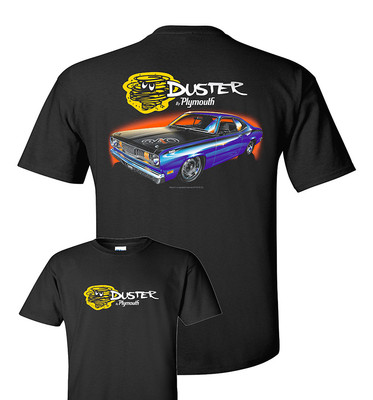 Black T-Shirt w/ Blue 1972 340 Plymouth Duster & Logo / Emblem (Licensed)