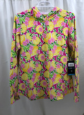 Women's Ibkul Hooded Active Shirt Large NWT Lemons