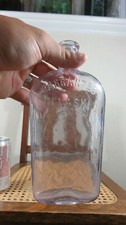 PRETTY PINKISH  SQUARE  WARRANTED FLASK  HIP SIDE FLASK CRUDE NECK & TOP
