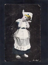 E8240 People Girl Dutch Costome 'So Shy!' vintage postcard