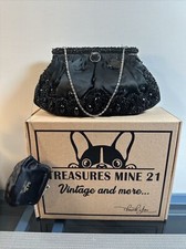 ON SALE Vintage Magid Clutch Purse Small Black Beaded Hand Made In USA 30H45