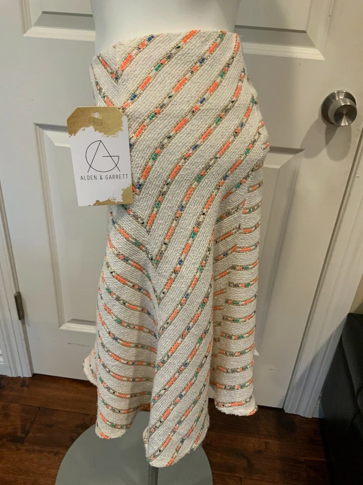 Maeve White W/ Multicolored Stripes Knit A-Line Skirt, Size 12 (US) - Image 4 of 4