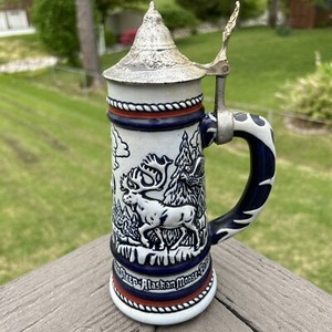 Vintage Avon Beer Stein with Pewter Lid 1976 Collectible Beer Stein -9¼” H X 4”
