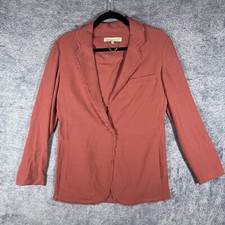Vanessa Bruno Women's Salmon Single Button Blazer Frayed Edges Viscose/Silk 36