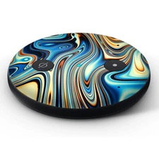 Vinyl Decal Skin for Amazon Echo Input - Blue Oragne Psychadelic Oil Slick