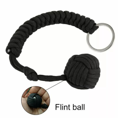 Paracord Keychain With Steel Ball Backpack Outdoor Survival Monkey Fist Durable - Picture 3 of 4
