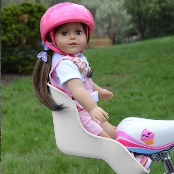 Baby Doll Bicycle Carrier Seat Toys for Girls Bike White With Stickers