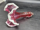 Fenton Cranberry & White Glass Epergne Ruffled Vase Single Horn Replacement