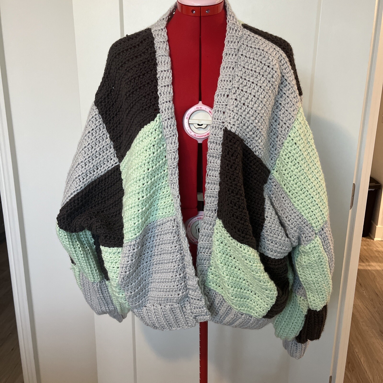 Handmade Oversized Crocheted Patchwork Cardigan - image 1