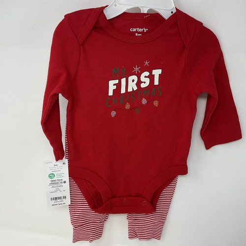 NWT Carter's Size 6M "My First Christmas" Red Matching Outfit With Santa - Picture 1 of 4