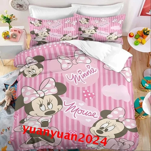 Minnie Mouse Pink 3D Duvet Cover Pillowcases Single Double King Bedding Set Gift - Picture 4 of 17