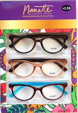 NANETTE LEPORE 3-PACK PREMIUM READING GLASSES READERS 2.50 NEW 100 AUTHENTIC