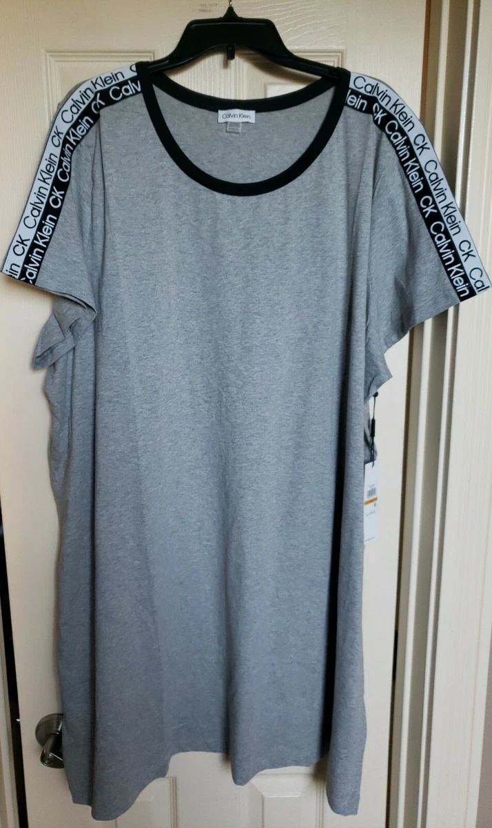 Calvin Klein Women's Shoulder LOGO T-Shirt Dress GRAY (Size 1X) NWT  MSRP $59