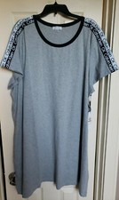Calvin Klein Women's Shoulder LOGO T-Shirt Dress GRAY (Size 1X) NWT MSRP $59