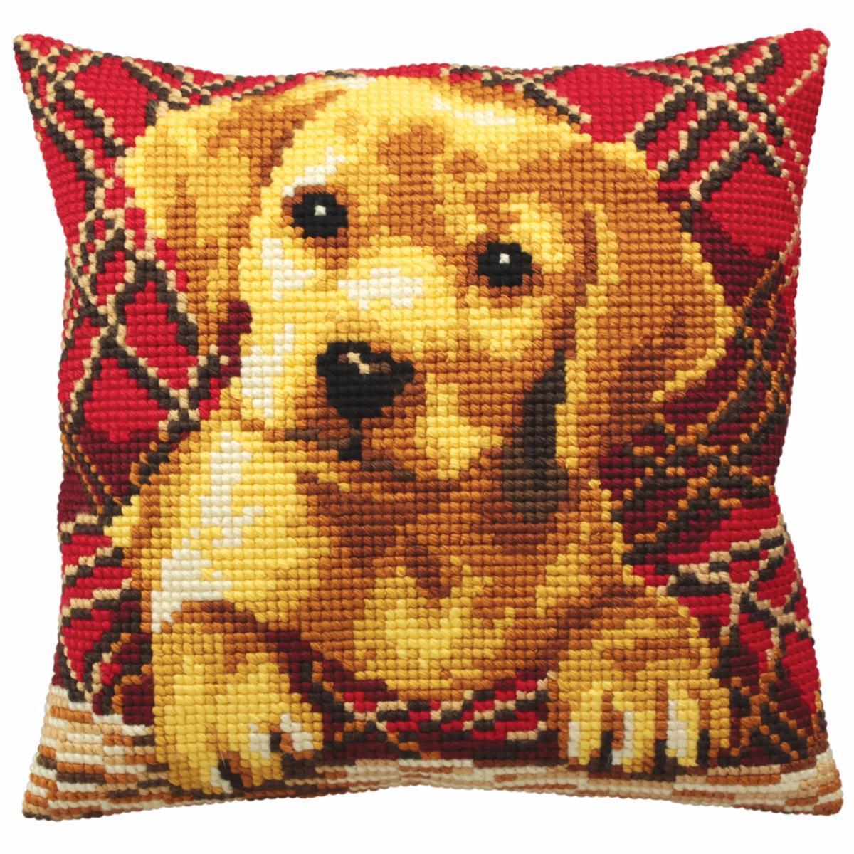 CdA stamped cross stitch kit cushion ""Brandy - Dog"" 5160, 40x40cm, DIY