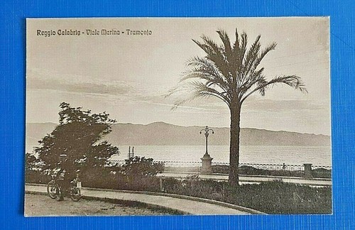cartolina reggio calabria viale marina tramonto formato piccolo '900