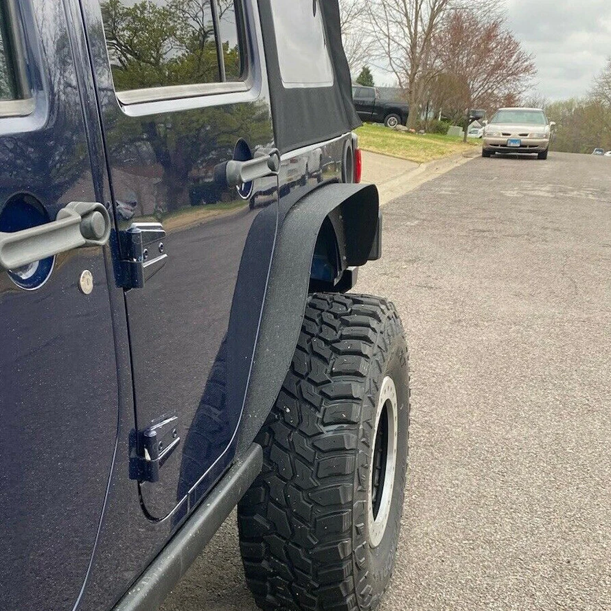 For Jeep Wrangler 07-18 JK Full Set Flat Style Steel Fender Flares w/ hardware - Image 4 of 4