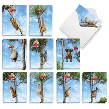 20 Assorted Blank Notecards Set 4x5.12" with Envelope (10 Designs) Tree Animals