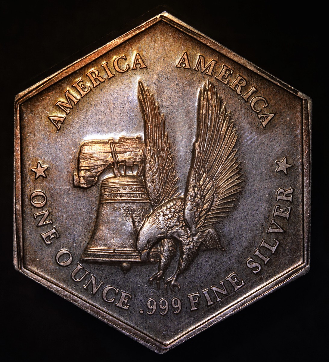 1976 Liberty Bell Eagle America HEXAGONAL Hexagon 1oz 999 FINE