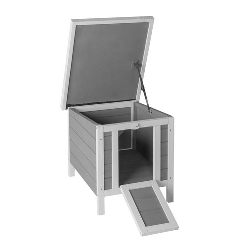 Outdoor Cat House Rabbit Hutch Small Animal Home Shelter Weatherproof Gray - Picture 6 of 9