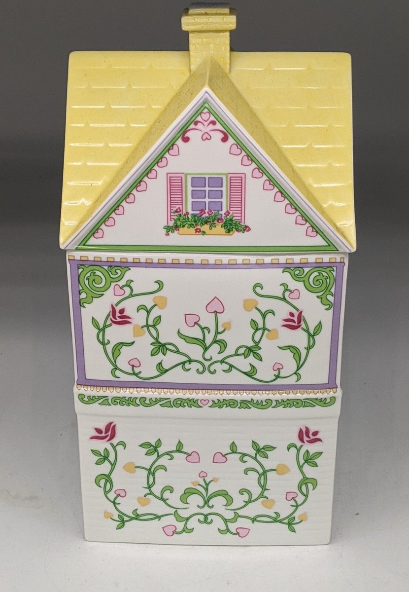 LENOX 1991 THE VILLAGE COOKIE JAR CANISTER YELLOW FINE PORCELAIN
