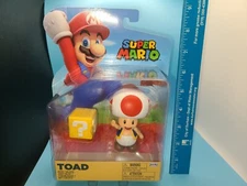 2023 Jakks Pacific World of Nintendo 4" Mario Red Toad figure w/ Question Block
