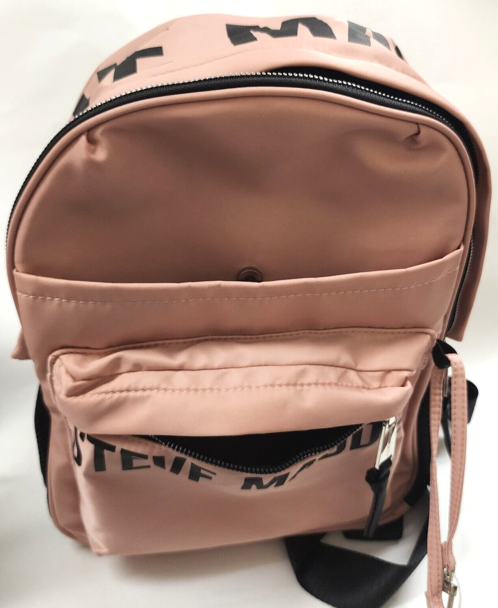 NEW STEVE MADDEN PINK ROSE NYLON,BLACK ACCENT,MINI POUCH