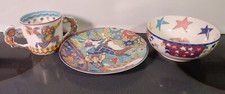 TIFFANY "FANTASY" BABY MUG, BOWL AND PLATE, CIRCUS CLOWN MOTIF