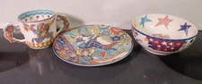TIFFANY "FANTASY" BABY MUG, BOWL AND PLATE, CIRCUS CLOWN MOTIF