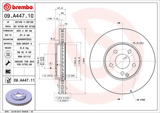 Brembo Bremsscheiben InnenbelüFtet Vorne Rechts Links FüR MERCEDES-BENZ-image