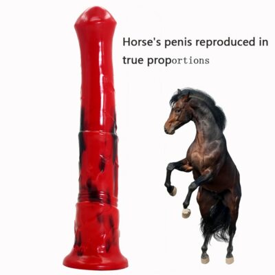 cheval pénis silicone longue réaliste gode coloré rouge unisex