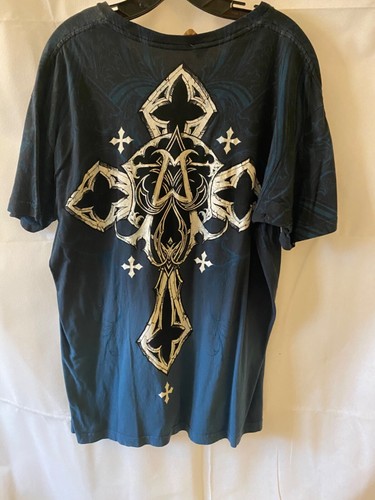 Affliction Men Original short sleeve shirt XL Blue - Picture 4 of 5