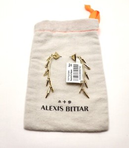 Authentic ALEXIS BITTAR GOLD PLATED ENCRUSTED TASSLE POST EARRINGS WITH TAG