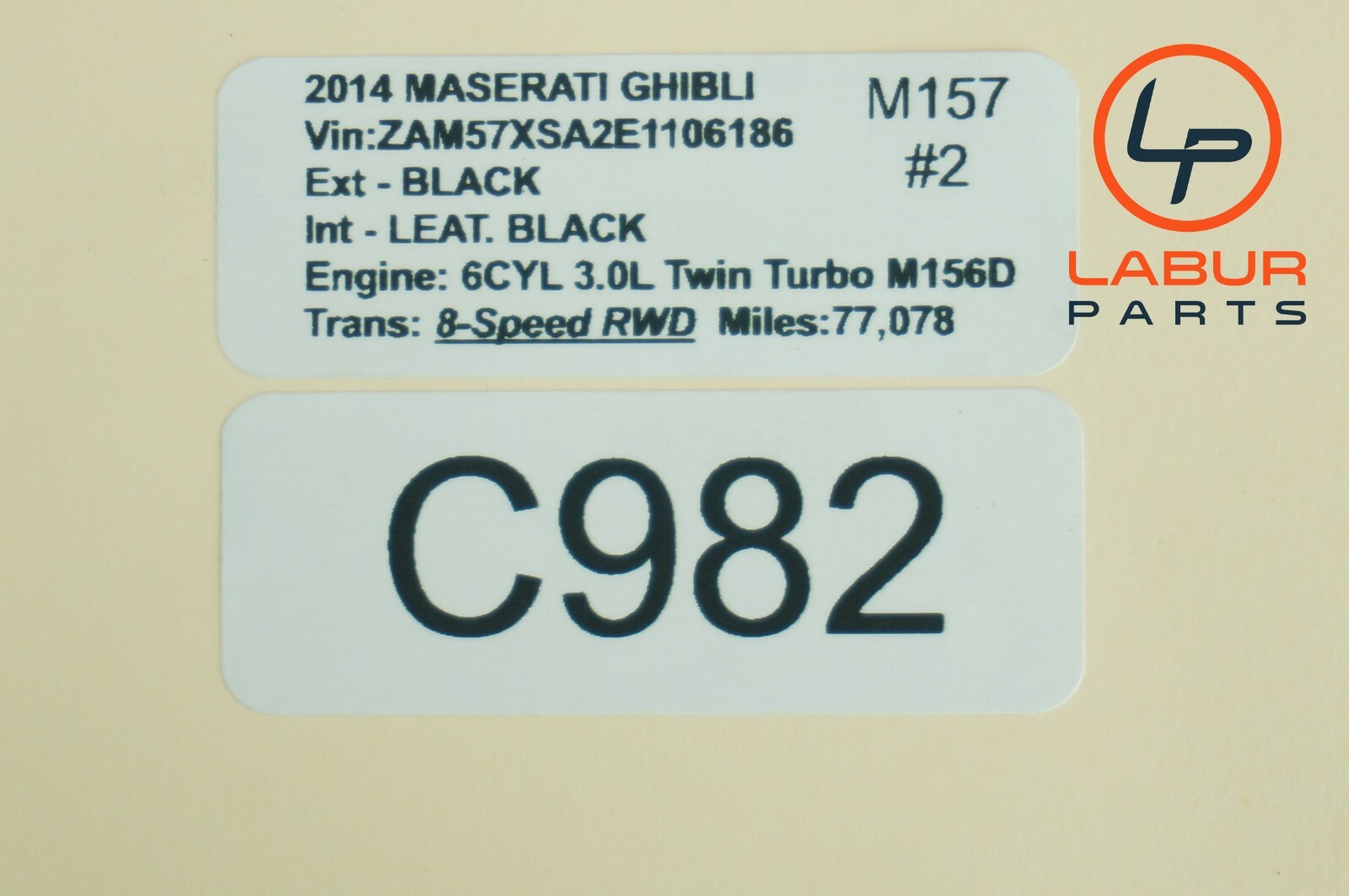 M157 14-17 Maserati Ghibli Left & Right Engine Air Intake Intercooler Hose C982