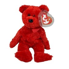 Ty Beanie Babies Sizzle Red Bear Plush Stuffed Animal Red Ribbon 2001