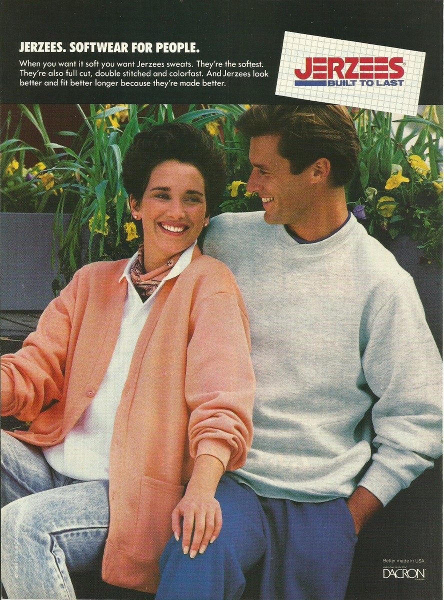 1988 Jerzees Sportswear Fashion Style vintage print ad 80