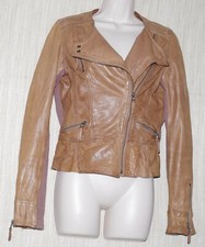 Oakwood The Leather Brand Brown Cropped Motorcycle Women's Jacket Size:s