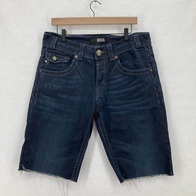 Mek Denim Cutoff Shorts Mens 34 Vegas Bootcut Dark Wash Blue Denim Grunge Y2K