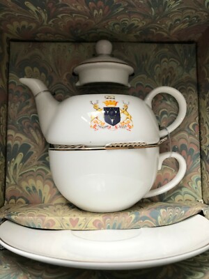 M&S CHATSWORTH PORZELLAN TEE FÜR EINE TASSE, UNTERTASSE & TEEKANNE DUKE & DUCHESS DEVONSHIRE 