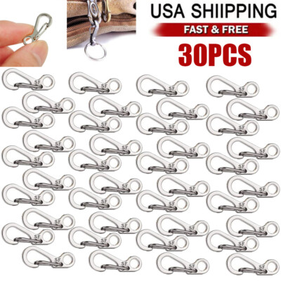 30pcs Mini Heavy Carabiner Snap Hook Clip Key Chain Aluminum Outdoor Camping Sil