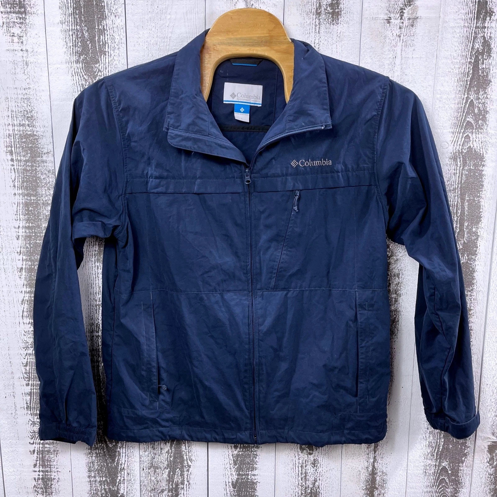 Columbia Omni-Shield Jacket Men's Large Blue Lightweight Full Zip Coat