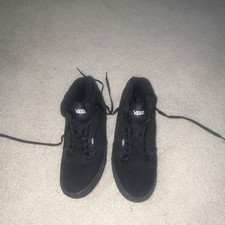 VANS Mens Black Canvas Lace-Up Sneakers, Rubb...