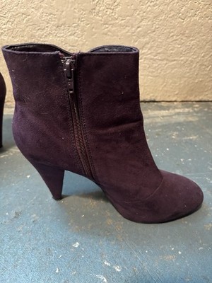 Fioni Women s Plum Faux Suede Ankle Booties Pointed Toe US 9.5