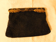 Antique Micro Bead Purse Clutch Art Deco Black 1920s Flapper