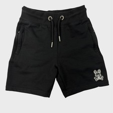 Psycho Bunny Black Goth Shorts Embroidered XS 100 Cotton Kids Emo Goth