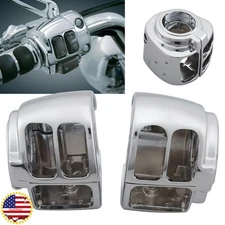 For Harley Softail FXSTSB Dyna FXDL Handlebar Switch Housings Chrome Cover Kit