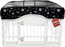 Dog Playpen Mesh Top Cover Fits 36 Inch 4 Panels Regular Square Plastic Exercise