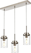 Kitchen Pendant Lighting over Island 3 Light Brushed Nickel Finish
