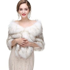 Womens 1920s Faux Fur Wraps Shawls Bridal Wedding Stole Winter Mink Cape